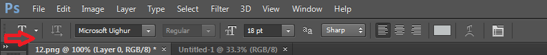 نوار ابزار تنظیمات متن در فتوشاپ نوار ابزار تنظیمات متن در فتوشاپ